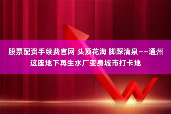 股票配资手续费官网 头顶花海 脚踩清泉——通州这座地下再生水厂变身城市打卡地